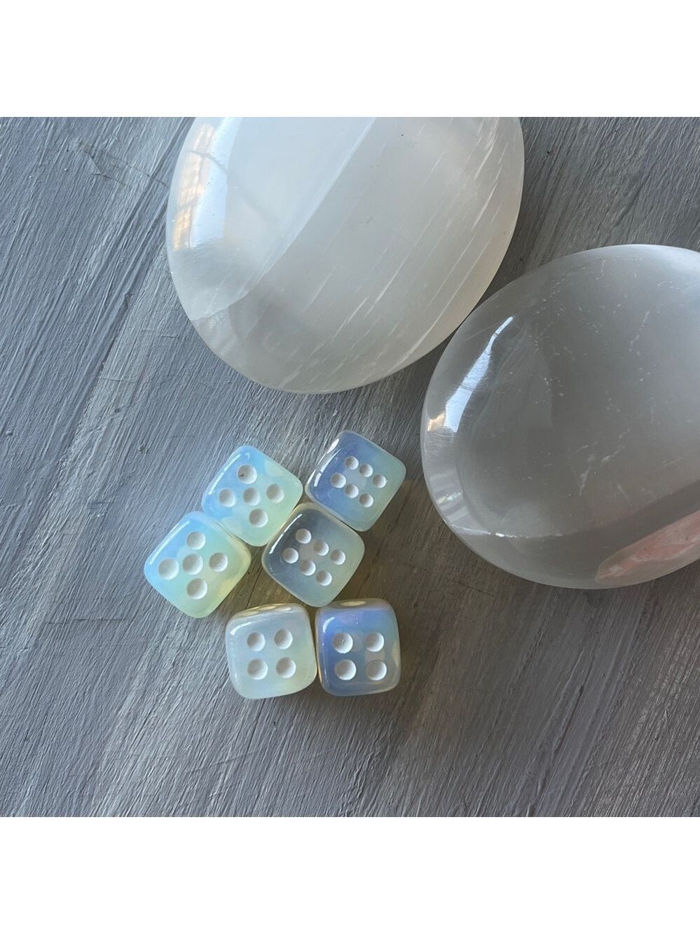 Opalite dice pair